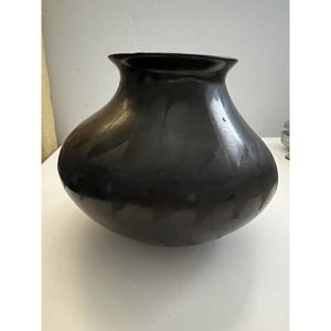 Vintage Mata Ortiz Mexico Black Etched Pottery Vase Bowl by Ramon Villa